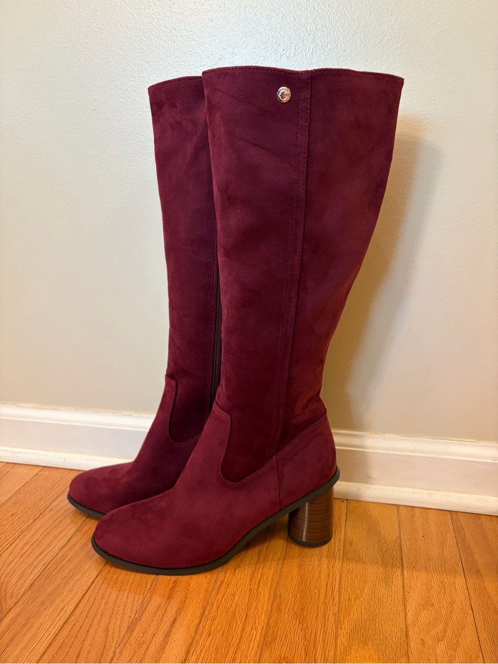 C. Wonder Burgundy Suede Knee Boots